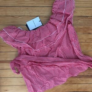 Who What Wear Red Gingham Top